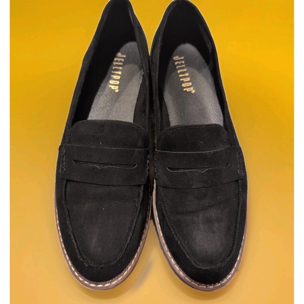 Jellypop Shoes Paris Slip On Loafers Black Sueded Fabric Comfort Sz 11M Women's